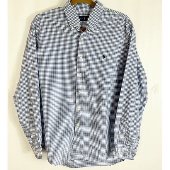 Ralph Lauren Other - Ralph Lauren Mens Button Down Shirt Gingham Checkered Blue White Large